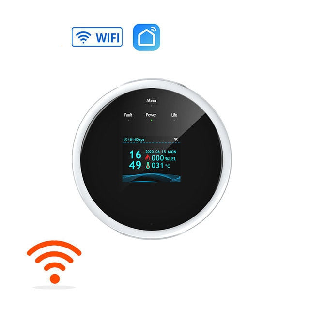 JVE Marketing™ Wifi Natural Gas Alarm Sensor LCD Display Tuya Leak With Temperature Function Combustible Gas Detectors Support Home Smart Life